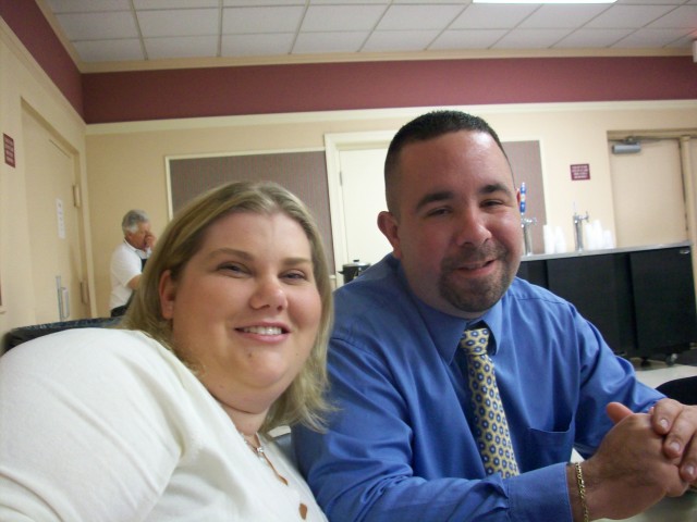 Stroke and Heather after dinner.